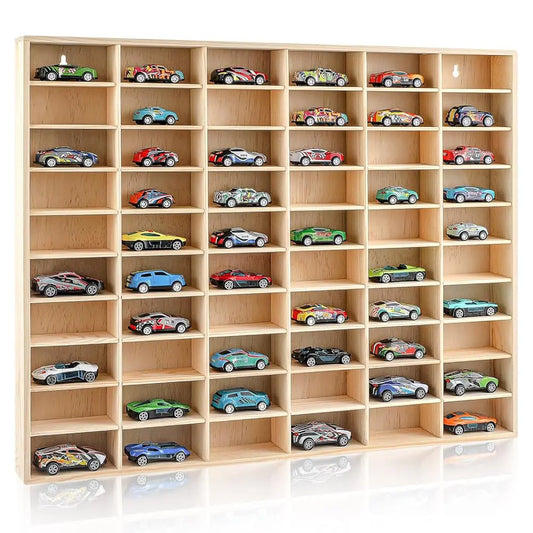 1 Pcs Hot 1/64 Diecast Wheels Display Case Holds Toy Cars Wooden Wall Mount Car Display Shelf Storage Organizer Case For Toy